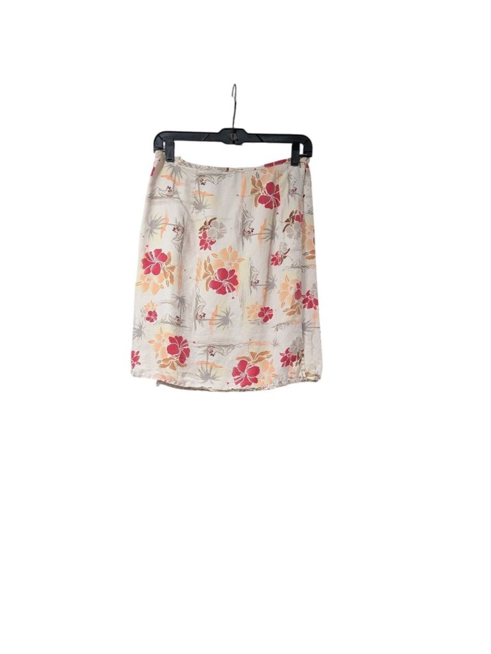 Disney Minnie Mouse Ivory Floral Silk Wrap Knee Length Skirt Beach Vacation 10